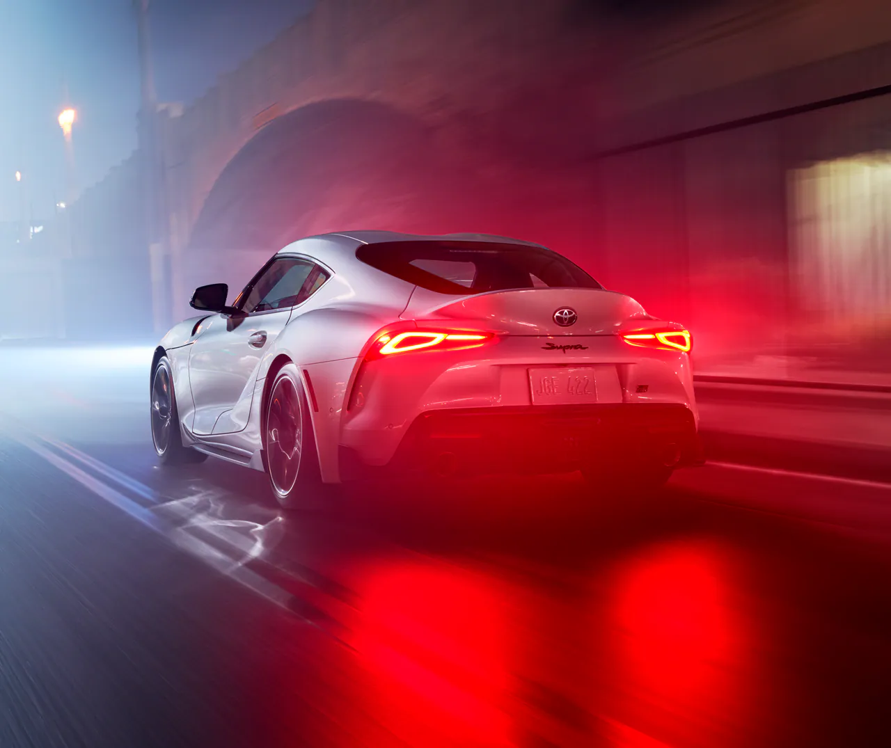 GR Supra tail lamps at speed